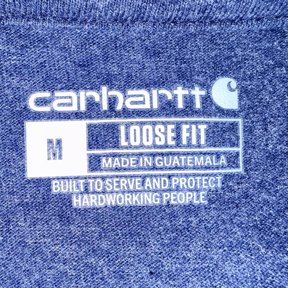 Carhartt K84 Men’s Henley Shirt Medium Blue Pocket Tee Loose Fit - Picture 10 of 11